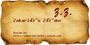 Zakariás Zádor névjegykártya